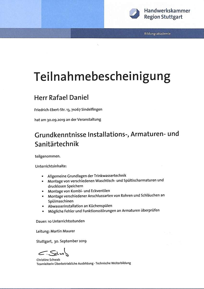 Grundkenntnisse Sanitär 850 Grundkenntnisse Sanitär und Armaturen